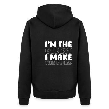 Black humor elders, I make the rules - Unisex Premium Organic Zip Hoodie - black - Back - Nico (187cm)