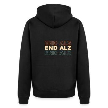 Alzheimer Endalz - Unisex Premium Bio Zip Hoodie - Schwarz - Hinten - Nico (187cm)