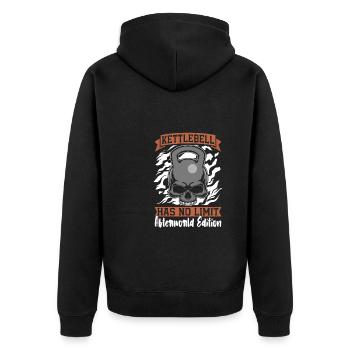 Kettlebell Skull - Unisex Premium Organic Zip Hoodie - black - Back - Nico (187cm)