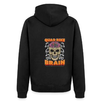 Quad Bike Schädel Quad Bike Brain - Unisex Premium Bio Zip Hoodie - Schwarz - Hinten - Nico (187cm)
