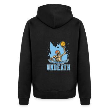 Wasserball Wasserballer Skelett Undeath - Unisex Premium Bio Zip Hoodie - Schwarz - Hinten - Nico (187cm)