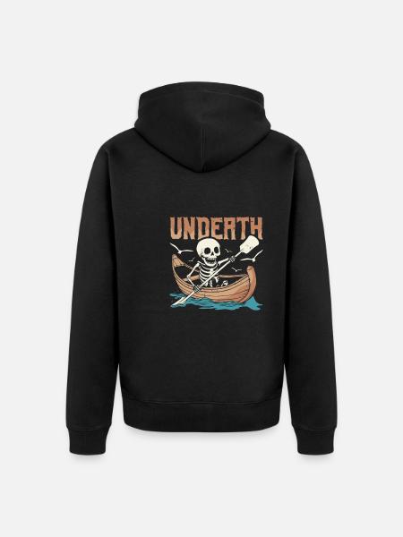 Rowing Rower Skeleton Undeath - Unisex Premium Organic Zip Hoodie - black