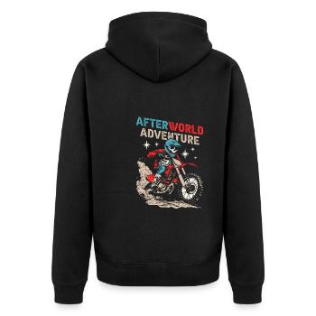 Mx Motocross Dirt Bike Skeleton - Unisex Premium Organic Zip Hoodie - black - Back - Nico (187cm)