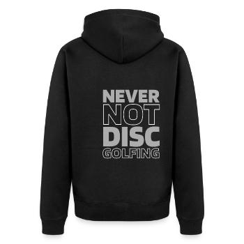 Frisbee Golf Disc Golf - Unisex Premium Bio Zip Hoodie - Schwarz - Hinten - Nico (187cm)
