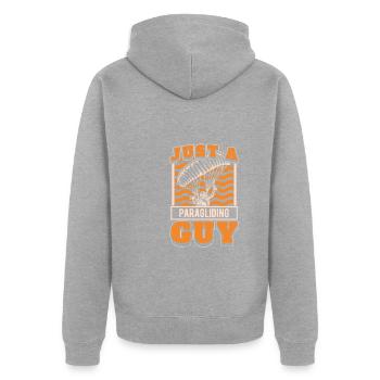 Paragleiter Paragleiten Just A Paragliding Guy - Unisex Premium Bio Zip Hoodie - Grau meliert - Hinten - Nico (187cm)