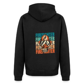 Feuerwehrmann - Unisex Premium Bio Zip Hoodie - Schwarz - Hinten - Nico (187cm)