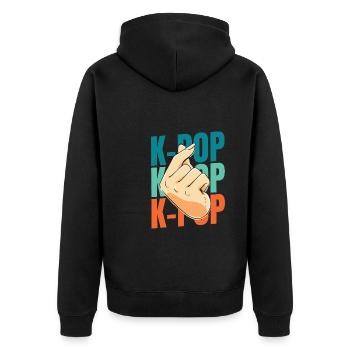 K Pop Kpop Korean Pop - Unisex Premium Bio Zip Hoodie - Schwarz - Hinten - Nico (187cm)