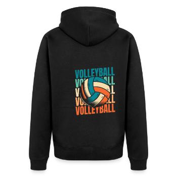 Volleyball Volleyballer - Unisex Premium Bio Zip Hoodie - Schwarz - Hinten - Nico (187cm)