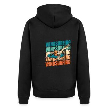 Windsurfen Windsurfer - Unisex Premium Bio Zip Hoodie - Schwarz - Hinten - Nico (187cm)