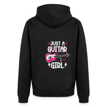 E Gitarre Elektrogitarre Just A Guitar Girl - Unisex Premium Bio Zip Hoodie - Schwarz - Hinten - Nico (187cm)