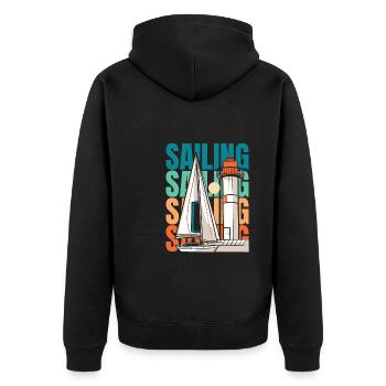 Sailing Sailor Sailboat - Unisex Premium Organic Zip Hoodie - black - Back - Nico (187cm)