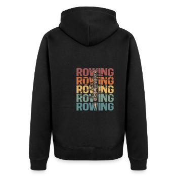 Rudern Ruderer - Unisex Premium Bio Zip Hoodie - Schwarz - Hinten - Nico (187cm)