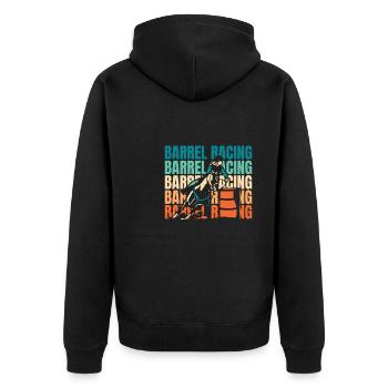 Fassrennen Westernreiten Barrel Racing - Unisex Premium Bio Zip Hoodie - Schwarz - Hinten - Nico (187cm)