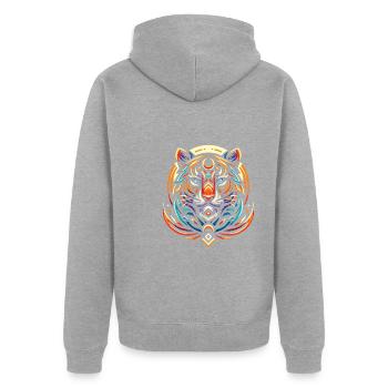 Tiger Moon Phases - Unisex Premium Bio Zip Hoodie - Grau meliert - Hinten - Nico (187cm)
