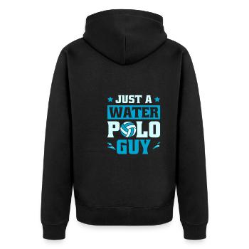 Wasserball Wasserballer Just A Water Polo Guy - Unisex Premium Bio Zip Hoodie - Schwarz - Hinten - Nico (187cm)