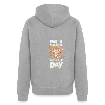 Tiger Fucked Up Day - Unisex Premium Bio Zip Hoodie - Grau meliert - Hinten - Nico (187cm)