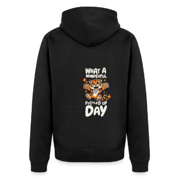 Tiger Fucked Up Day - Unisex Premium Organic Zip Hoodie - black - Back - Nico (187cm)