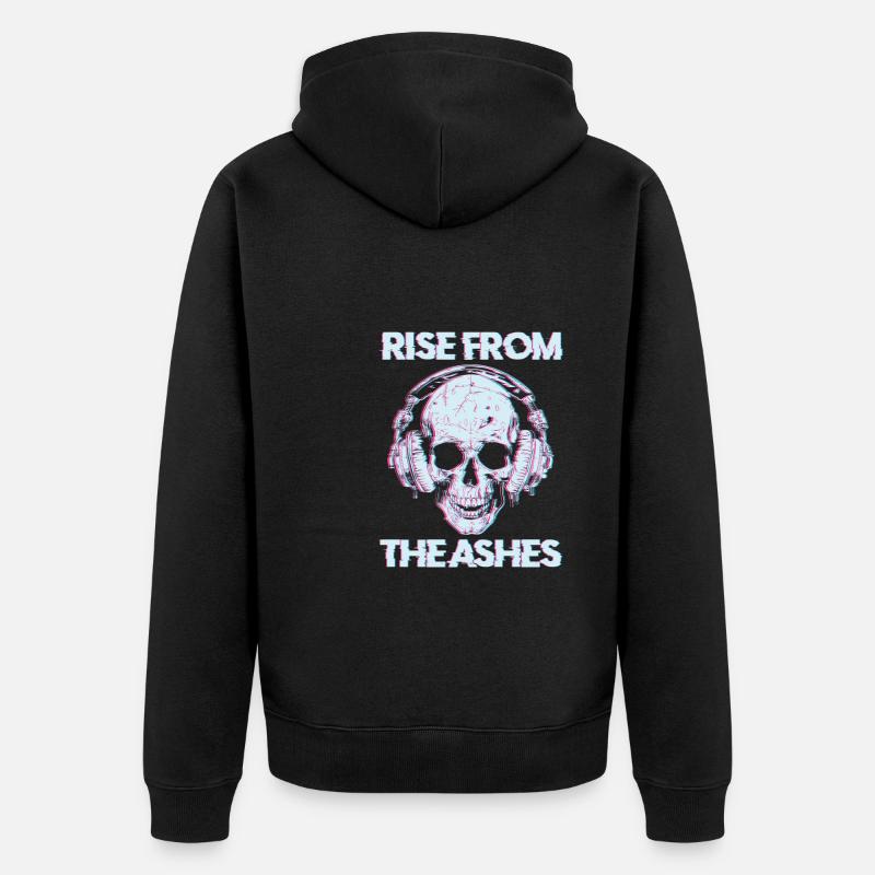 Techno Raver Schädel - Unisex Premium Bio Zip Hoodie - Schwarz