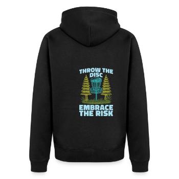 Frisbee Golf Disc Golf - Unisex Premium Organic Zip Hoodie - black - Back - Nico (187cm)