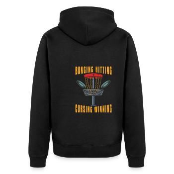 Frisbee Golf Disc Golf - Unisex Premium Bio Zip Hoodie - Schwarz - Hinten - Nico (187cm)