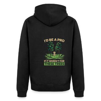 Frisbee Golf Disc Golf Tree - Unisex Premium Organic Zip Hoodie - black - Back - Nico (187cm)
