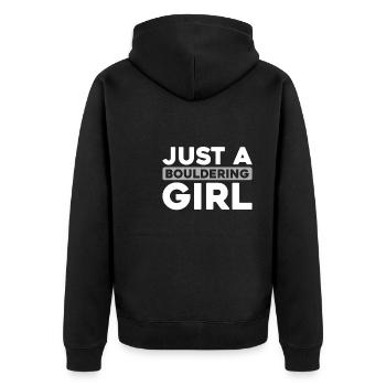 Bouldern Bouldering Just A Bouldering Girl - Unisex Premium Bio Zip Hoodie - Schwarz - Hinten - Nico (187cm)