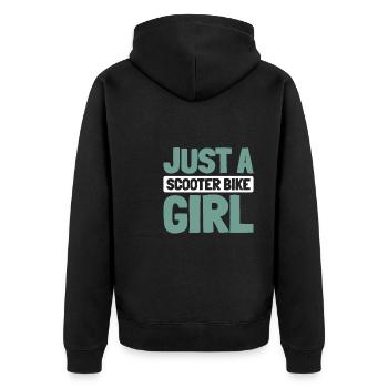 Motorroller Just A Scooter Bike Girl - Unisex Premium Bio Zip Hoodie - Schwarz - Hinten - Nico (187cm)