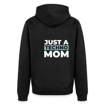 Techno Raver Just A Techno Mom - Veste à capuche bio Premium Unisexe - noir - Dos - Nico (187cm)
