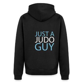 Judoka Just A Judo Guy - Unisex Premium Bio Zip Hoodie - Schwarz - Hinten - Nico (187cm)