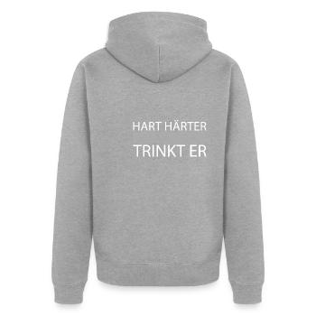 Gin - Unisex Premium Bio Zip Hoodie - Grau meliert - Hinten - Nico (187cm)