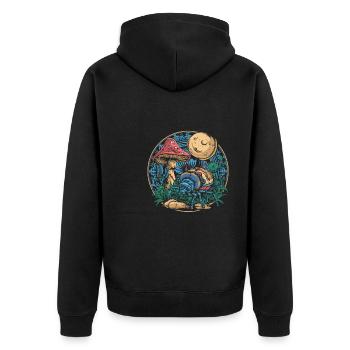 Fairycore Pilze Luna Moth - Unisex Premium Bio Zip Hoodie - Schwarz - Hinten - Nico (187cm)