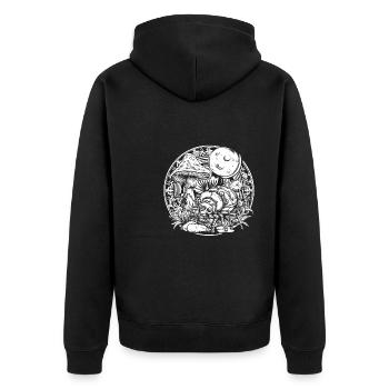 Fairycore Pilze Luna Moth - Unisex Premium Bio Zip Hoodie - Schwarz - Hinten - Nico (187cm)