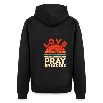 Sneakers Christian - Unisex Premium Bio Zip Hoodie - Schwarz - Hinten - Nico (187cm)