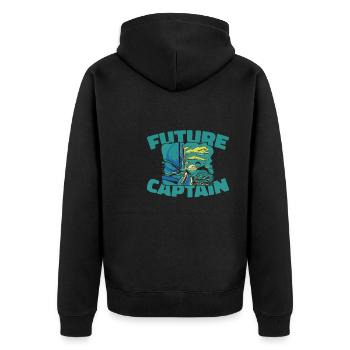 Segeln Segler Segelboot Future Captain - Unisex Premium Bio Zip Hoodie - Schwarz - Hinten - Nico (187cm)
