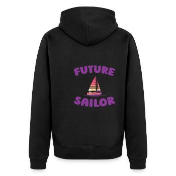 Segeln Segler Segelboot Future Sailor - Unisex Premium Bio Zip Hoodie - Schwarz - Hinten - Nico (187cm)