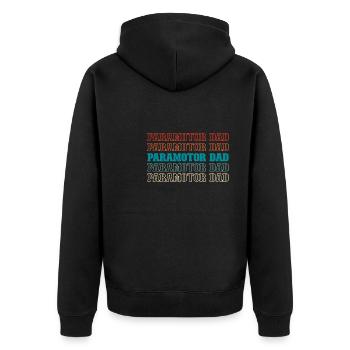 Paramotor Gleitschirmfliegen - Unisex Premium Bio Zip Hoodie - Schwarz - Hinten - Nico (187cm)