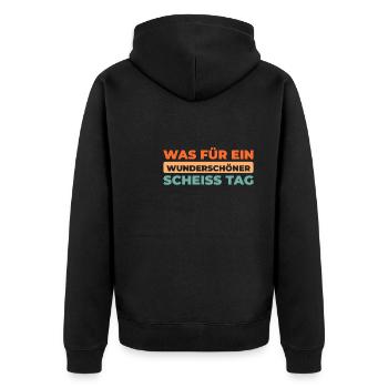 Schwarzer Humor - Unisex Premium Bio Zip Hoodie - Schwarz - Hinten - Nico (187cm)