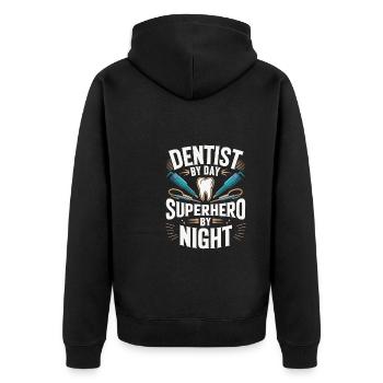 Zahnarzt Dentist - Unisex Premium Bio Zip Hoodie - Schwarz - Hinten - Nico (187cm)