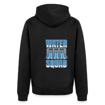 Wasserbauingenieur Kader - Unisex Premium Bio Zip Hoodie - Schwarz - Hinten - Nico (187cm)