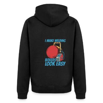 Boiler maker - Unisex Premium Organic Zip Hoodie - black - Back - Nico (187cm)