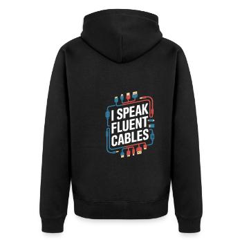 Av Technician - Unisex Premium Organic Zip Hoodie - black - Back - Nico (187cm)