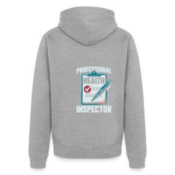 Health Inspector - Unisex Premium Organic Zip Hoodie - heather grey - Back - Nico (187cm)