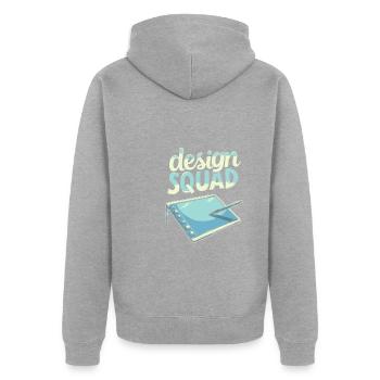 Grafikdesigner Kader - Unisex Premium Bio Zip Hoodie - Grau meliert - Hinten - Nico (187cm)