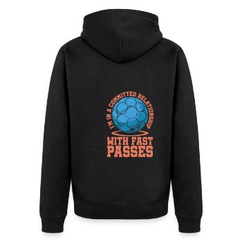 Handball Handballer - Unisex Premium Bio Zip Hoodie - Schwarz - Hinten - Nico (187cm)