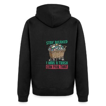 Müllsammler Müllmann - Unisex Premium Bio Zip Hoodie - Schwarz - Hinten - Nico (187cm)