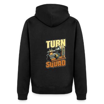 Dreher Kader - Unisex Premium Bio Zip Hoodie - Schwarz - Hinten - Nico (187cm)