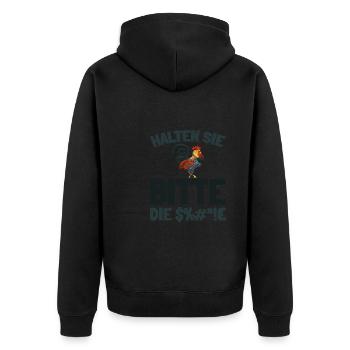 chicken hen please keep your mouth shut - Unisex Premium Organic Zip Hoodie - black - Back - Nico (187cm)
