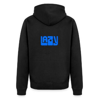 LAZY Vibes – Entspannung zum Anziehen - Unisex Premium Bio Zip Hoodie - Schwarz - Hinten - Nico (187cm)