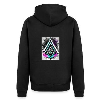 Das allsehende Auge - Unisex Premium Bio Zip Hoodie - Schwarz - Hinten - Nico (187cm)