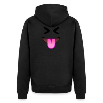 La langue rose montre des rires et des railleries méchants - Veste à capuche bio Premium Unisexe - noir - Dos - Nico (187cm)